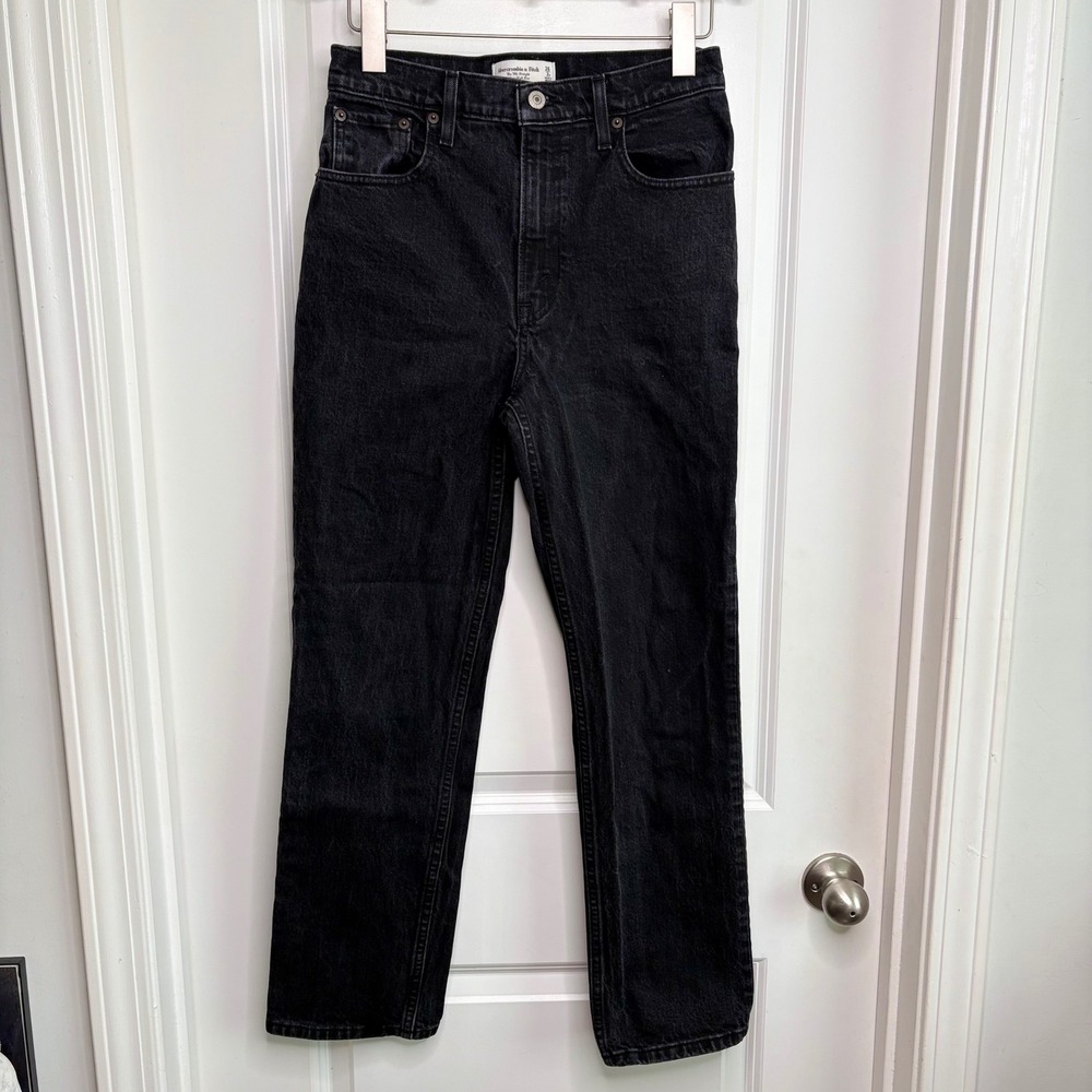 Abercrombie & Fitch The 90s Straight Ultra High Rise Jeans Washed Black 26/2s
